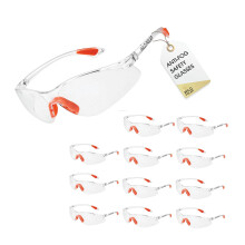 Wild Polar Safety Glasses - Clear Lenses, Anti-Fog Eye Protection Goggles with Orange Nose and Ear Grips - 12, 24 & 48 packs - Lightweight & Durable,