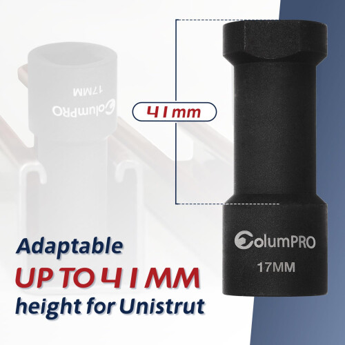 ColumPRO 17mm Channel Strut Socket Set, 2PCS 1/2" Impact Socket & Adapter 2