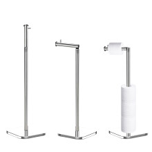 Toilet Roll Holder Free Standing with Heavy Duty Base, Stainless Steel Toilet Roll Holder for 6 Rolls, Stylish Chrome Finish