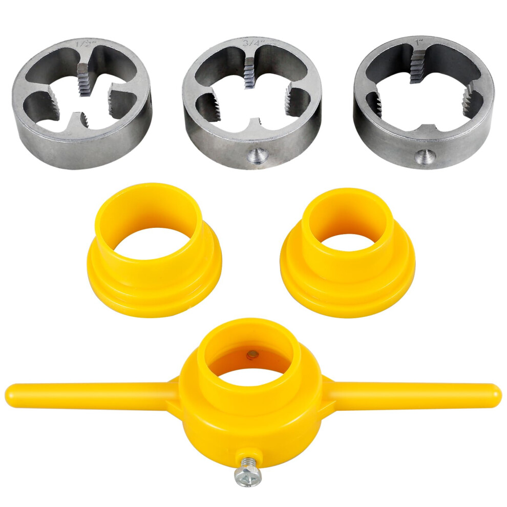 Pvc Pipe Threader Kit With 1/2 3/4 1 Inch Dies, Manual Threading Tool For Plumbing And Irrigation 9174973527473