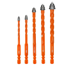 BGTEC Serrated Carbide Masonry Drill Bit Set - 5PCS 5/6/8/10/12MM Multi-Purpose Wood Drill Bits for Masonry, Wood, Plastic, Brick, Tile, Glass, Concr