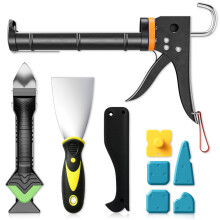 Professional Caulking Gun Kit with Caulk Remover & Scraper Tool - 5 in 1 Caulking Tool Set for Caulking Removal, Shower, Window, Floor & Bathroom Cau