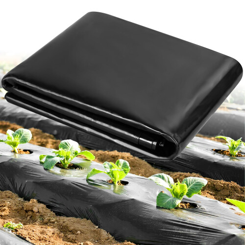 Black Heavy Duty Polythene Sheeting, Extra Thick Waterproof Plastic Cover, Garde