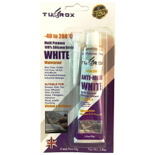 TUFROX 50g White Silicone Sealant – 100% Silicone, waterproof & flexible. Ideal for bathroom, kitchen, shower, windows. Temp resistant -40C to +280