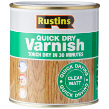 RUSTINS Quick Dry Varnish, Clear Matt, 500 ml -Fast-Drying Water-Based Wood Varnish; Durable Non-Yellowing Finish in Gloss, Satin or Matt for Indoor