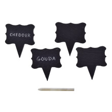 Cheese Markers Set with Reusable Slate Labels and Chalk for Party Serving and Wine Tasting