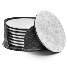 Conjunto de 8 porta-copos redondos de feltro de 10 cm