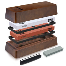 SHAN ZU Sharpening Stone with Storage Box, Whetstone Set Knife Sharpening Stone 2 Pieces Grit #1000/5000 Knife Stone with Non-Slip Base & Angle