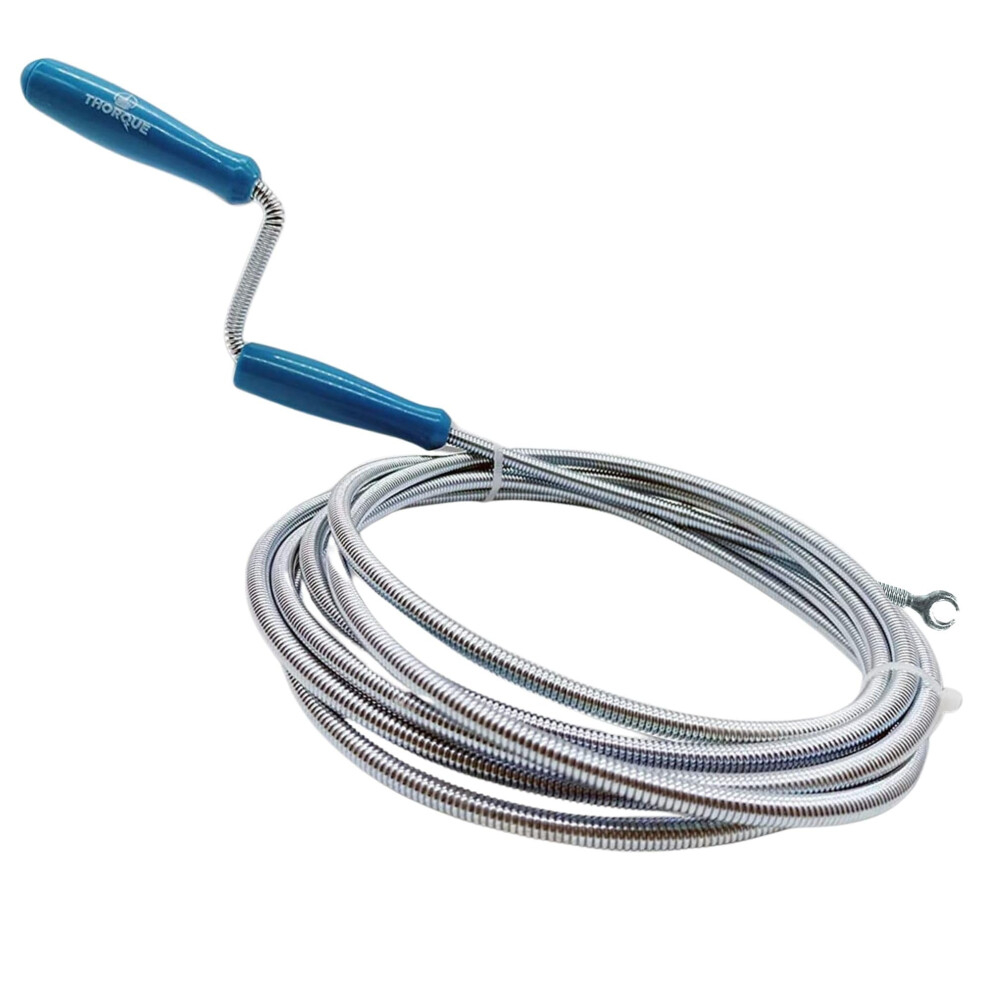 Thorque Professional Plumbing Snake 5M (16.40 Ft) With Claw (13 Mm), Flexible Sink And Drain Unblocker Tool, Drain Auger Spring 8057506420025