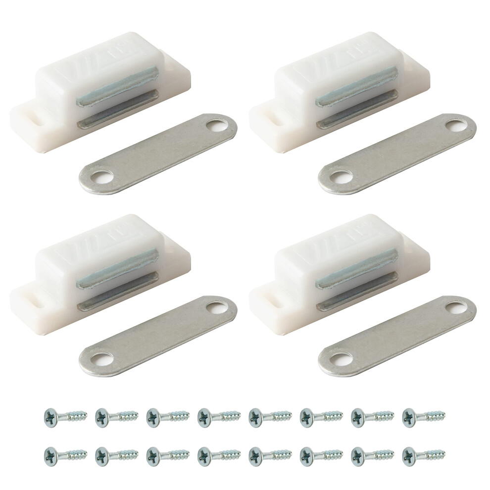 4Xheavy Duty Magnetic Door Catch Cupboard Cabinet Wardrobe Door Magnet Latch 6Kg (White) 5007177676965