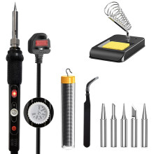 Soldering Iron Kit Electric with Switch 60W Adjustable Temperature200 - 450 Soldering Gun Welding Tools, Solder Wire Tube/Soldering Stand/5pcs Rep