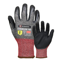 Blackrock Titanium Maximum Cut Resistant Level F Sandy Nitrile Oily Gripper Safety Work Gloves, Near Knife Proof, Whittling, for Men Women, Max Cut 5