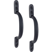 IRONTITE 2 Pack D Handle 150mm (6") Black, Hotbed Pull Handle for Wooden Gates, Doors, Sheds - Cast Iron Suitable for Gates and Doors