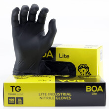 TG TOUGH GLOVE BOA LITE (L) Nitrile Gloves (Pack Of 100) | Black Multi-Purpose Disposable Gloves | DIY Gloves Powder & Latex Free Lightweight Durable
