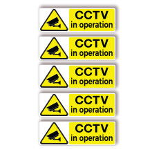 5 Pcs CCTV in Operation Sign Sticker - 15 x 5 cm Premium Self Adhesive, UV Resistant, Waterproof, and Durable CCTV Sign