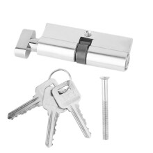 Thumb Turn Cylinder Lock 35/35 Anti Pick Aluminum Core with 3 Keys for UPVC Front Back Doors Silver