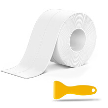 Adorfine Bath Sealant Strip Self Adhesive 5MX5CM Wide Caulk Strip Sealant Tape Bathroom Sealant White Waterproof Strong Sticky Simple Seal Tape for S