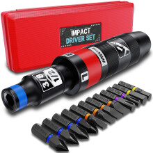Aurlloct 1/2 Inch Manual Impact Driver Set, 13 Piece Impact Screwdriver Kit, Rep