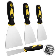 Wallpaper Scraper, 4 Pcs Stainless Steel Paint Scraper Tools with Soft Handle, Filling Scraper for Drywall Finishing, Plaster Scraping, Wallpaper
