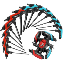 Shall 14-Piece T-Handle Hex Key Set, 7-Piece Metric and 7-Piece Torx, Portable Hex Key Set with Storage Rack for Car and Bike Repair, DIY, Home Repai