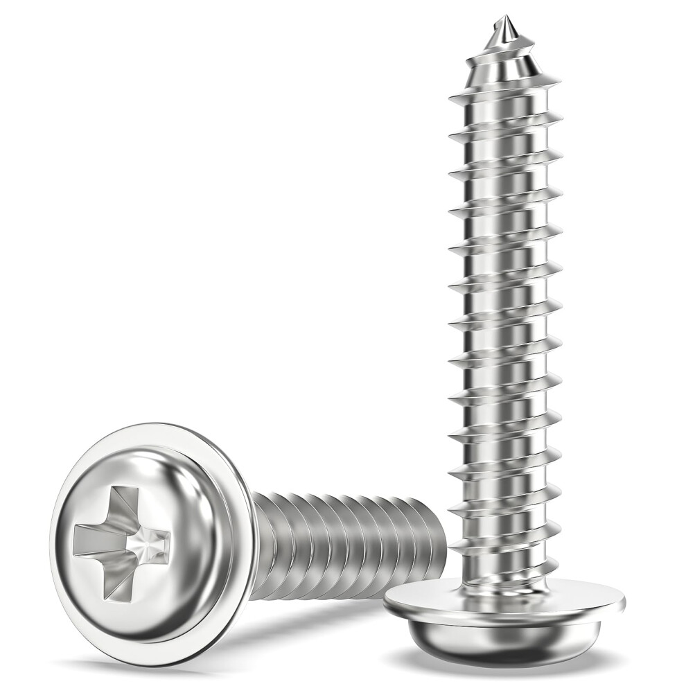 Valorada 50Pcs M6 X 30Mm Screws For Wood, Modified Truss Head Self Tapping Screws, Phillips Drive, 304 Stainless Steel 12097098