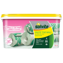 Solvite Paste the Wall, Ready to Roll, Wallcoverings Adhesive, Extra Strong, Non-drip Formula, Hangs up to 5 Rolls, Rolls on Pink, Dries Clear, Guara