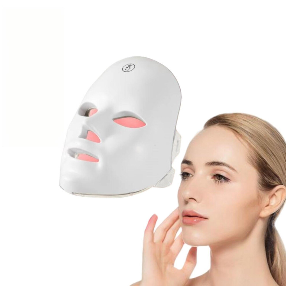 Light/White Led Facial Mask With 7 Color Therapy, Rechargeable Cordless Design And Auto Timer