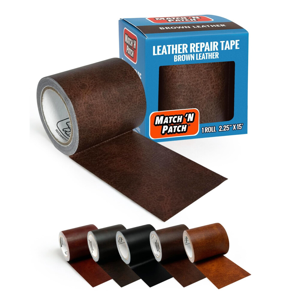 Match 'N Patch Leather Repair Tape - Realistic Printed Leather Pattern For Vinyl, & Synthetic Repairs, Conceal Rips, Scratches, And Tears, For Furnit 79864114