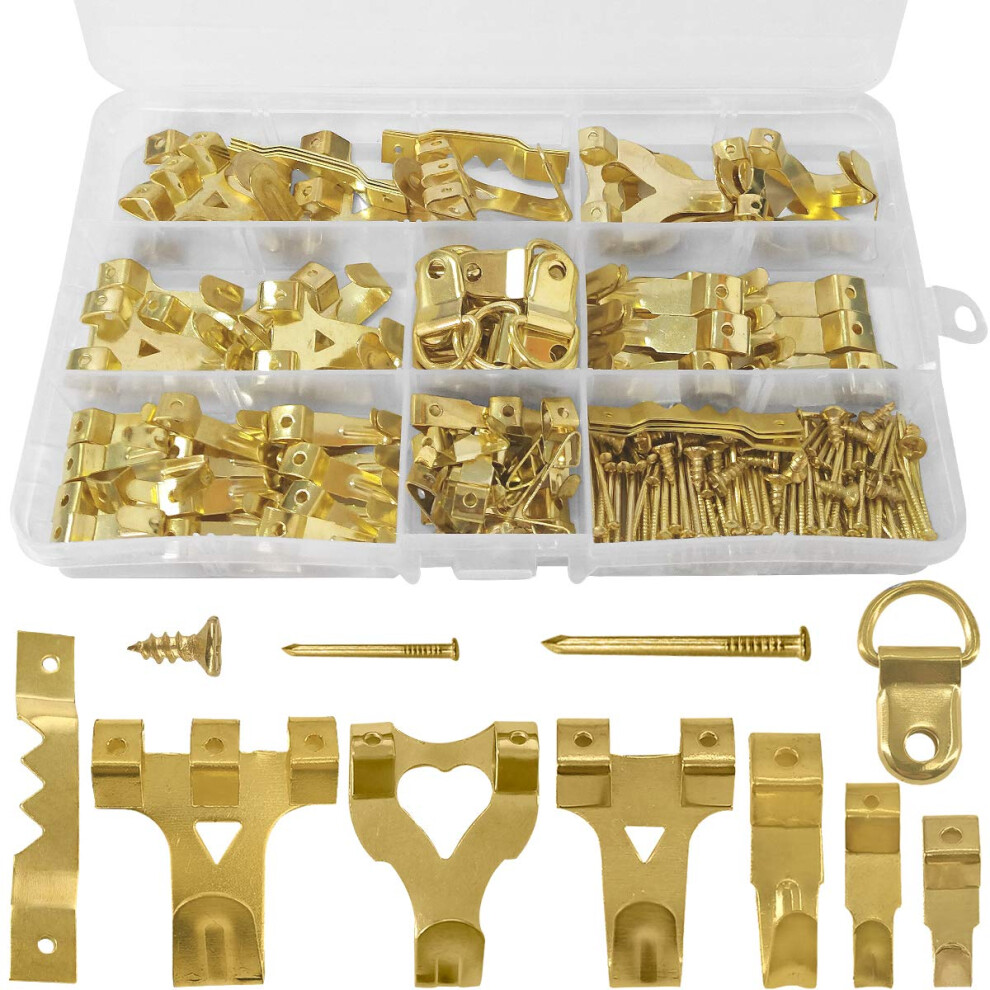 230 Pcs Picture Hooks Handy Box - Picture Hanging Kit For Picture Frame Fixing, Assorted Picture Hanger Set With Nails, Sawtooth, D Ring, Screw 5051226893834