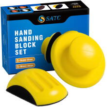 SATC Sanding Blocks 5 Inch Hook and Loop Sanding Block 2 PCS Round and Mouse Hand Sanding Block for Wood Furniture Restoration Home Arts and Crafts