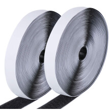 ilauke 15M Hook and Loop Tape, Self Adhesive Tape Heavy Duty Reusable Double Sided Sticky Back Fastening Strips (Black)