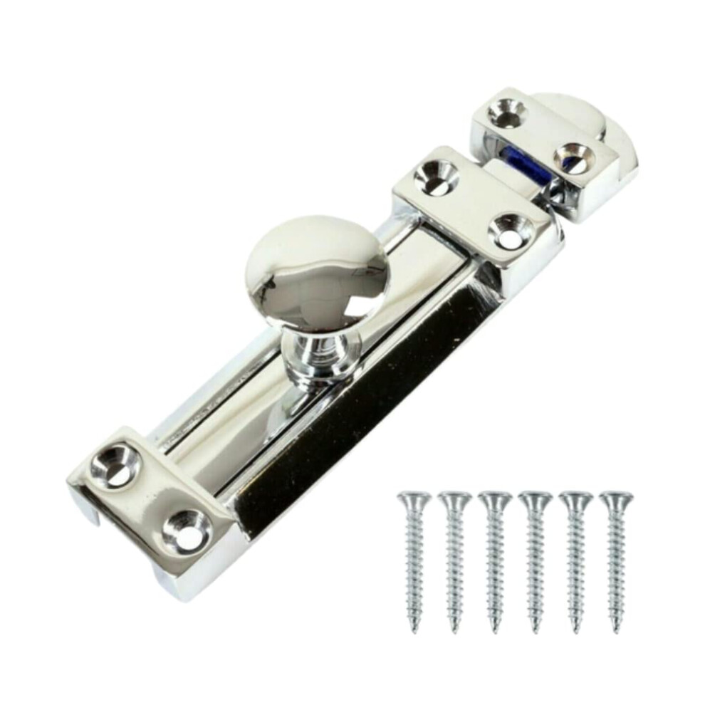 Chrome Door Bolts 4 Inch Flat Bolt Surface Door Latches Tower Bolt Sliding Lock Stainless Steel Flat Slide Safety Door Barrel Bolt With Screws 1 Pack 31006583