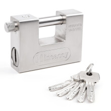 Nineaccy 5 Keys Super Heavy Duty Padlock Lock for Garage Warehouse Shipping Container, Silver…