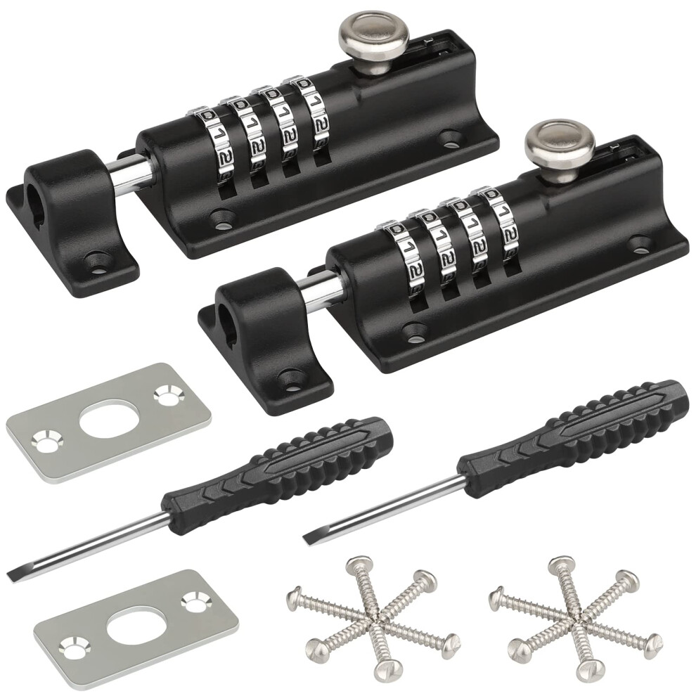 Spopal Combination Locking Bolt, [2 Pack][Weatherproof & Burglar Proof] 120Mm Combi-Bolt 4 Digit Unique Combination Bolt Lock, Thicken Solid Zinc All 5000713327093