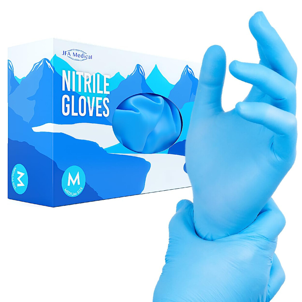 Jfa Medical Disposable Powder Free, Latex Free, Food Grade, Food Prep Blue Nitrile Gloves - Box Of 100 (Medium) 4082161856111