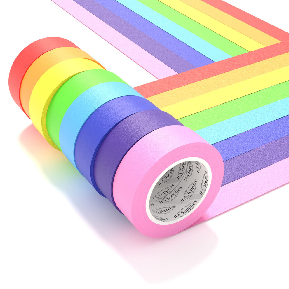 Photos - Accessory JFA Supplies 8 Rolls Rainbow Masking Tape, 8-Colour Set for Home, Office, Crafts, 1.8cm x 12m