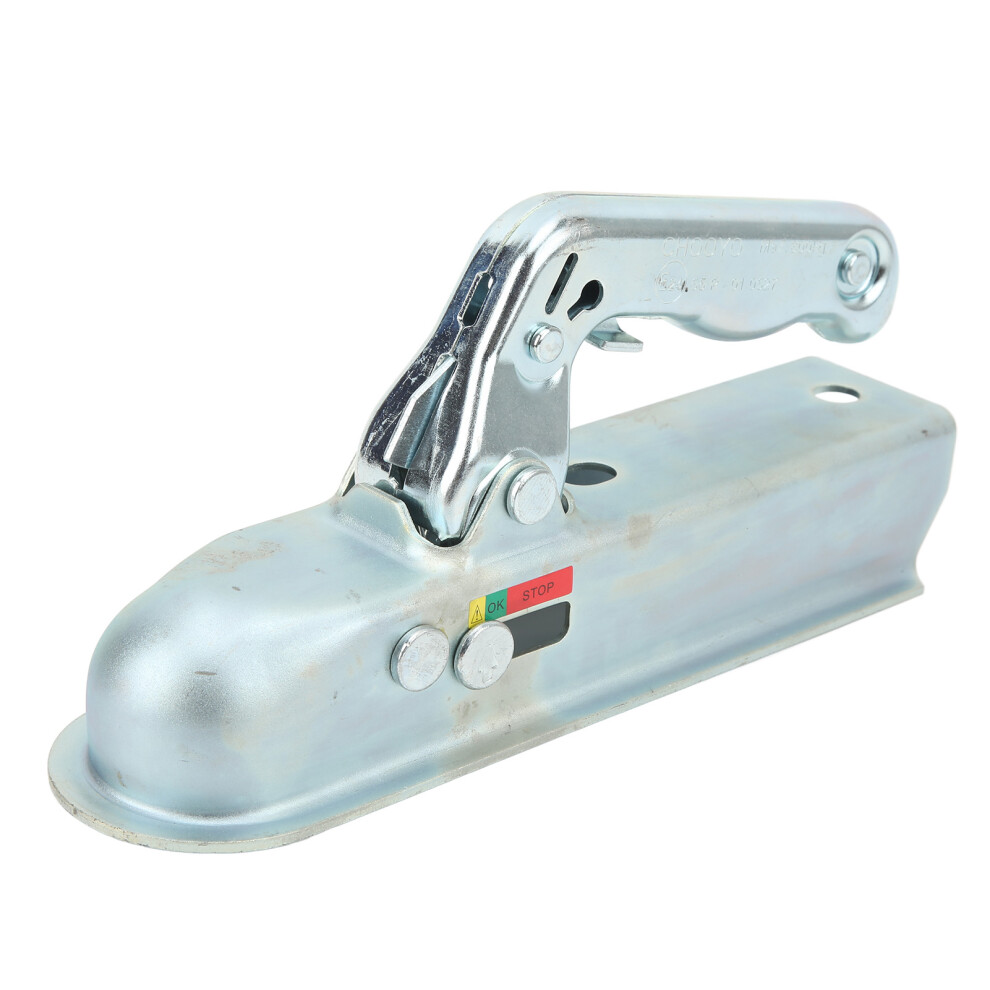 Galvanized Finish Trailer Coupler Forged Steel Hitch Ball Spring Loaded Release Corrosion Resistance Straight Tongue Coupler Zinc Plated Bracket For 9432746962259