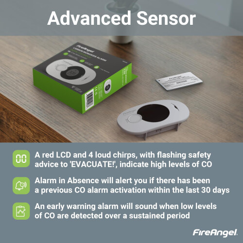 Fireangel FireAngel FA3322 Digital Carbon Monoxide Detector, Humidity, Temperature and CO 2