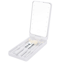 High Definition LED Makeup Mirror With Brush Groove USB Powered Vanity Mirror Touchscreen Control For Travelers Stylish Rubber-Coated Finger Holes