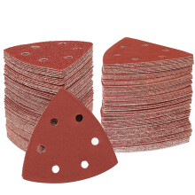 STEBRUAM Delta-Triangle Sanding Sheets,Sanding discs 65 Pieces Detail Sander Pads 6 Holes Triangle Sandpaper 100 Grits Triangle Sanding Pads 93 x 93
