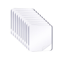Peslogy 10pcs Clear Double Sided Adhesive Pads for Mounting Waterproof 2.4inch Double Sided Sticker Super Strong Heavy Duty Washable Sticky Patch Wal