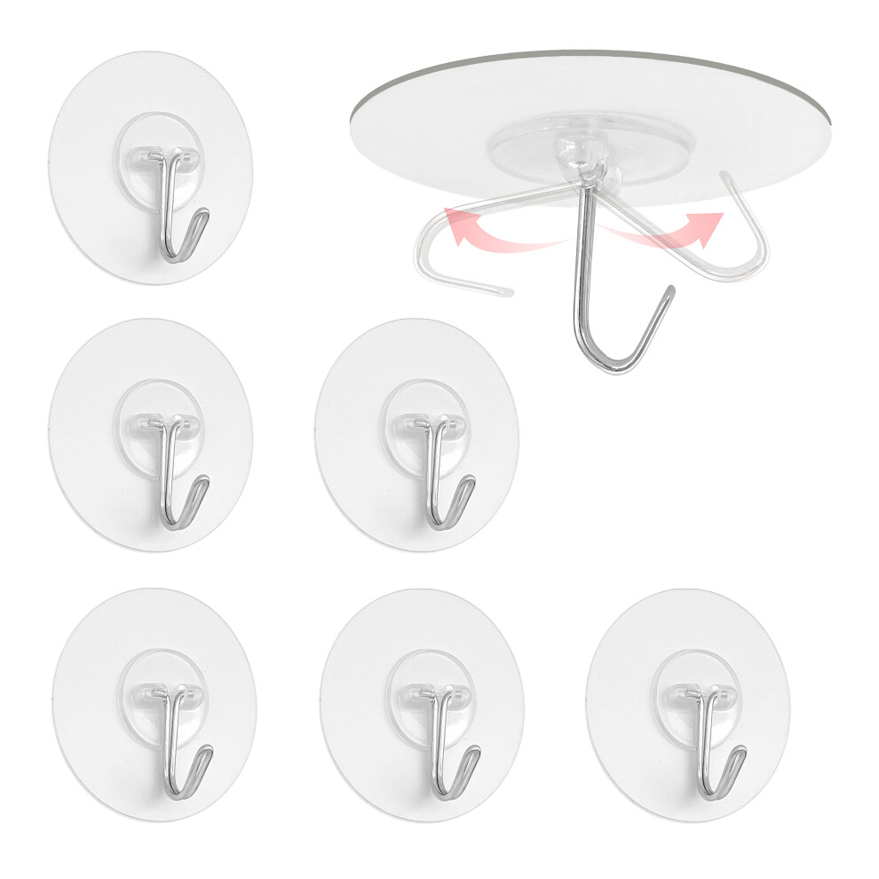 Pailewei 6 Pcs Self Adhesive Hooks, Sticky Hooks,Wall Hooks,Waterproof Adhesive Hook,Stick On Hook For Hanging Kitchen Bathroom (6 Pcs) 81742899