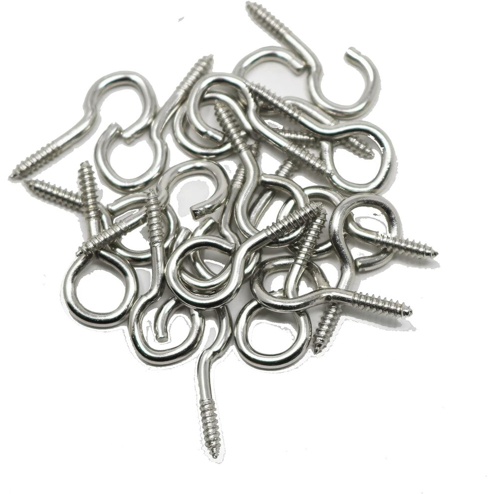 Fixte Screw In Hooks And Eyes Net Wire Curtain Screws 10 X Hooks And 10 X Eyes 25Mm (Pack Of 40) 4292850385444