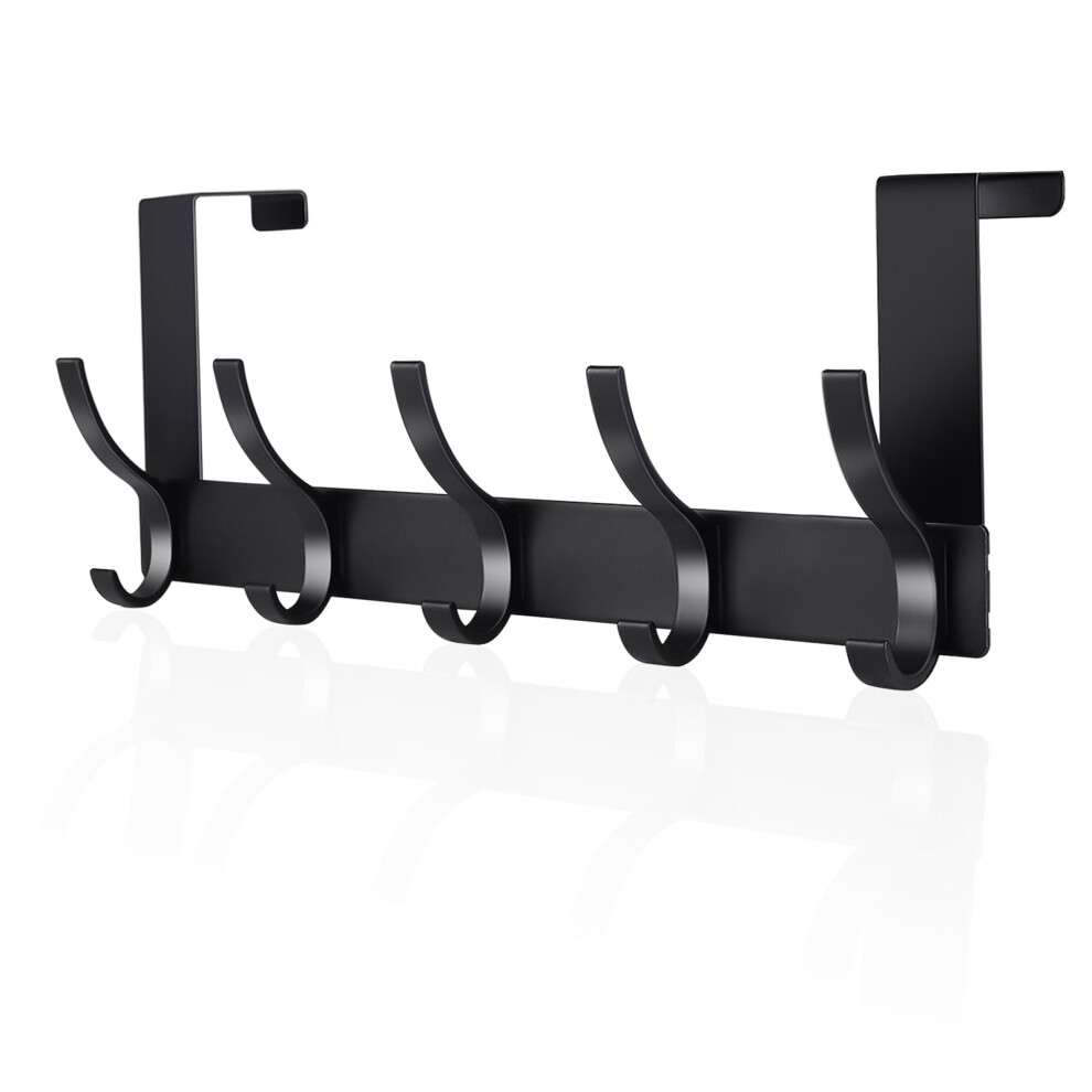 Auxhcyl Over Door Hooks, Stainless Hanger Coat Hook For Towel, Clothes, Bag, Robe, Storage Space Saving For Bathroom, Bedroom, Wardrobe (Black) 4808208104348