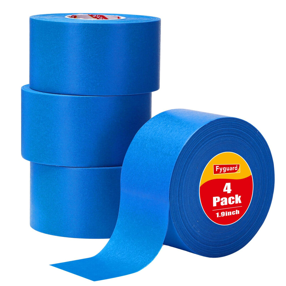 Fyguard 4 Rolls Blue Painters Tape, 48Mm X 50M Wide Masking Tape For Painting Paper Tape Heat Resistant For Edge Treatment Color Separation 5051226645211