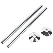 Radiator Pipe Sleeve Covers and Pipe Collars in Chrome Effect 15mm x 200mm (2 x 2 Pack)