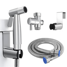 Handheld Toilet Bidet Sprayer Kit, Stainless Steel Bathroom Bidet Sprayer Set, Handheld Douche Shower Spray with 1.5m Hose, Portable Bidet Sprayer Ki