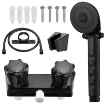 Black Handheld RV Shower Head with Hose and Wall Mount, Adjustable Knobs, Easy Camper Installation