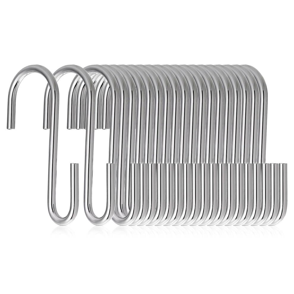 20-Pcs Stainless Steel S-Hooks, Heavy Duty Metal S Shaped Hanging Hooks For Kitchen, Bathroom, Bedroom & Garden - Rust-Resistant Sturdy S-Hooks Hange 5000121750223