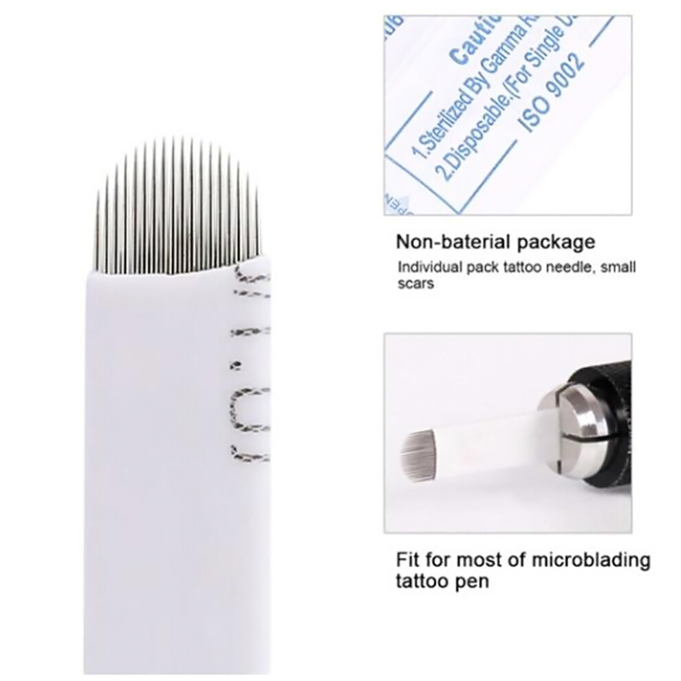 50Pcs Curved 18 Needle Microblading Blade Needles for Eyebrow Tattoo